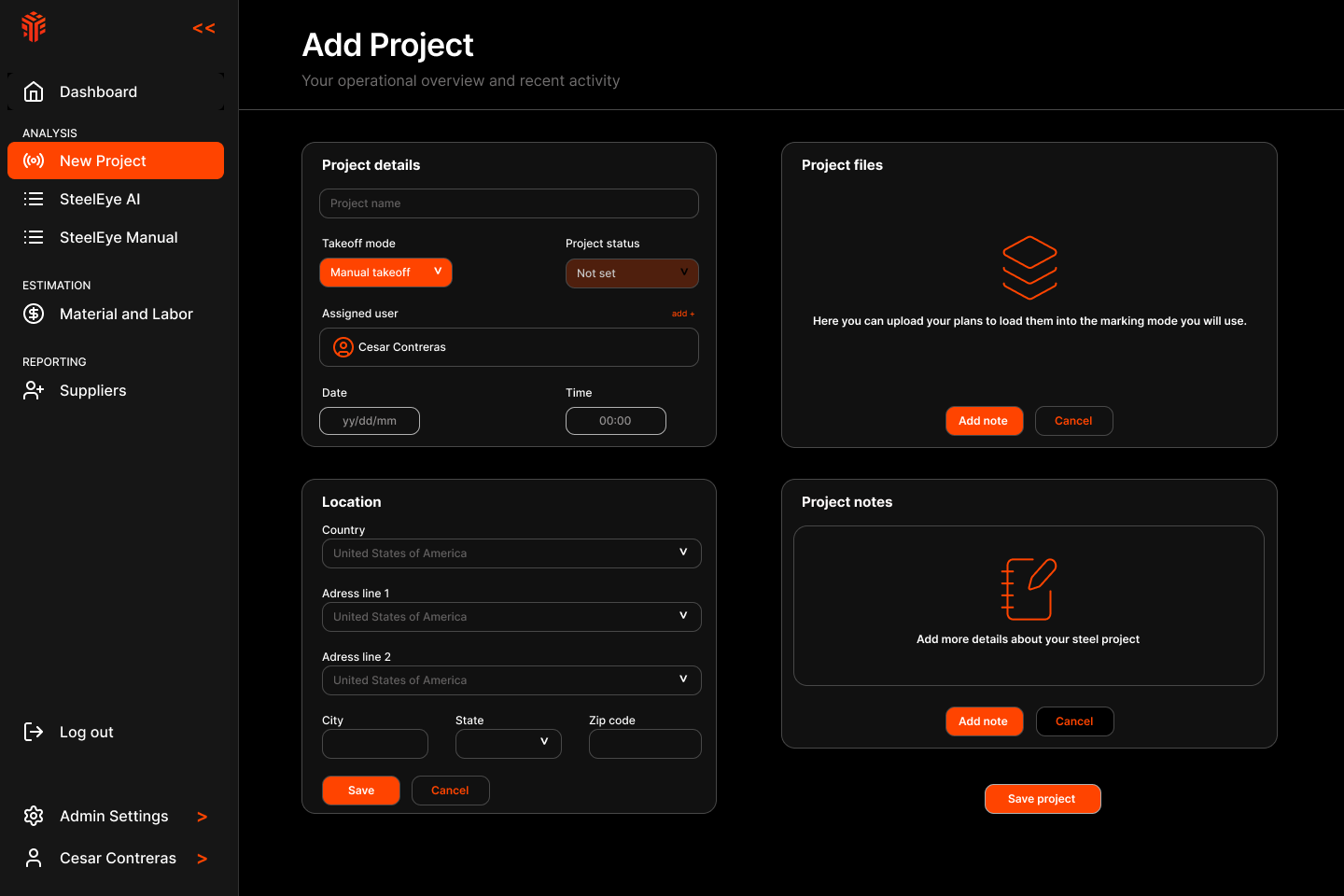 SteelEye Add Project interface