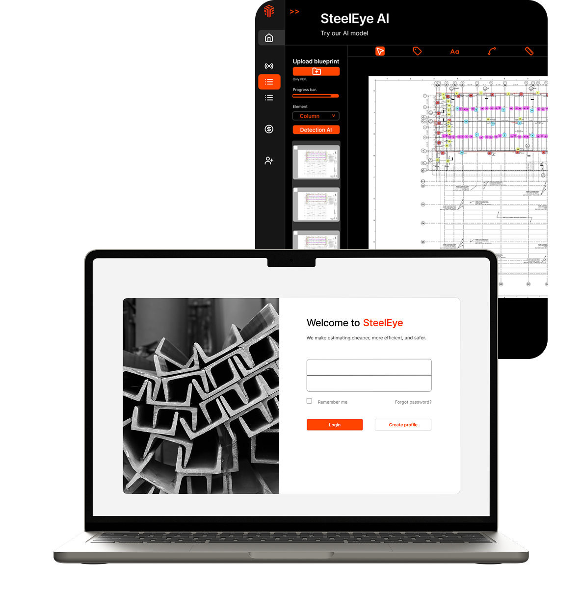 SteelEye interface mockups